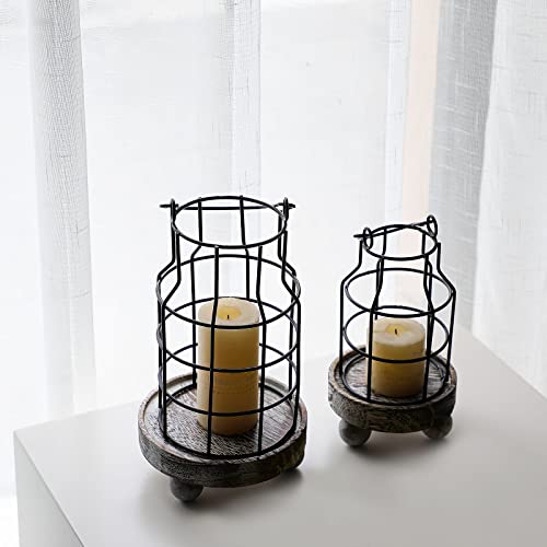 Vivirbien Farmhouse Lantern Decor 3Pcs Decorative Candle Holder Cage Lanterns For Living Room Vintage Farmhouse Metal Black Lanterns For Coffee Table Decor, Modren House Decor #TOP7