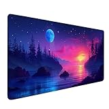 Tapis de Souris XXL 900x400x3mm, Rose Tapis de Souris Gamer, Coucher De Soleil Gaming Mouse Pad avec Bords Cousus et Base Antidérapante en Caoutchouc, Gaming Accessoire et Accessoire Bureau P-2458