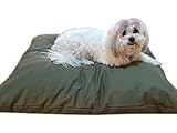 DIY Do It Yourself Durable Tough Olive Green Canvas Pet Dog Bed Pillow Cover + Internal Inner Waterproof Resistant Case Set for Medium Large Dogs - COVERS ONLY Flat Style (Olive Green Canvas, 47''x29'')