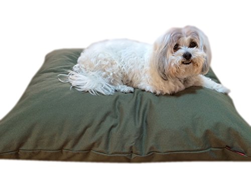 DIY Pet Bed Pillow Cover Set – Heavy Duty Flat Style External Cover + Waterproof Liner for Small to Large Dogs – Microsuede, Denim, Canvas or Fleece – Covers Only (Olive Green Canvas, 47''x29'')