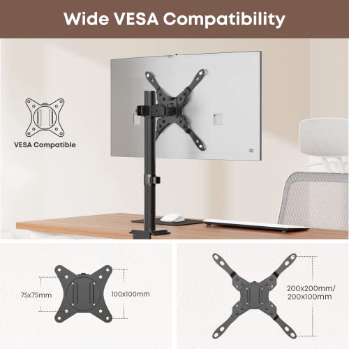 IMtKotW Single Monitor Desk Mount for 13-35 Inch Screens, Up to 22 lbs, Ultrawide Arm Mount for Flat & Curved Screens with VESA 75x75 to 200x200, Includes Cable Clips by IMtKotW - Image 2