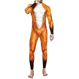 LIUguoo Men's Funny Classic 3D Digital Printed One Piece Footed Pajamas,Unisex-Adult Jumpsuit Hallow