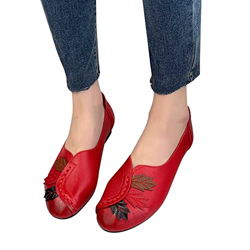 Wsvvmqy Wide Width Penny Loafers For Women Women's Slip On Casual Sneakers Comfortable Tennis Shoes Work Nurse Flat Shoes Sneakers For Women Walking Shoes Comfortable Red #TOP3
