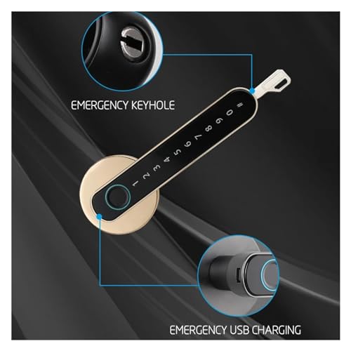 Serrure connectée biométrique 3200GUN avec poignée à empreinte digitale et code - 7