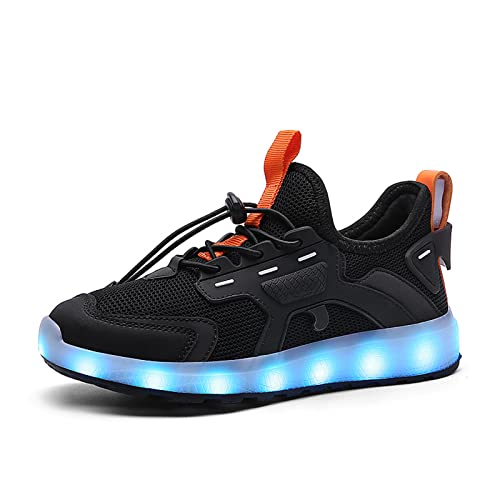 Igxx Led Shoes For Kids Light Up Sneakers Usb Recharging Hook&Loop Toddler Boy Girl Black #TOP10