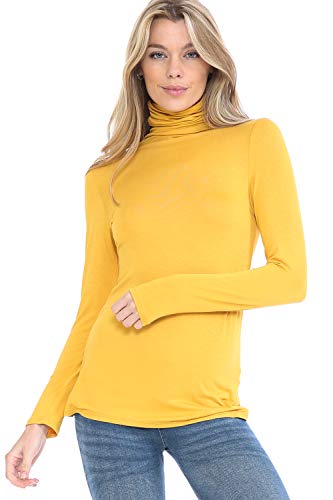 Image of Women's Lightweight Long Sleeve Turtleneck Top Pullover Sweater (S-3XL)