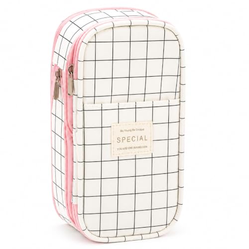 Image of Kawaii Cute Aesthetic Pencil Case for Girls & Boys | 3 Layer 6 Compartment Large Capacity Pencil Pouch with Zipper | Cartoon Stationery Organizer Bag for Students & Kids