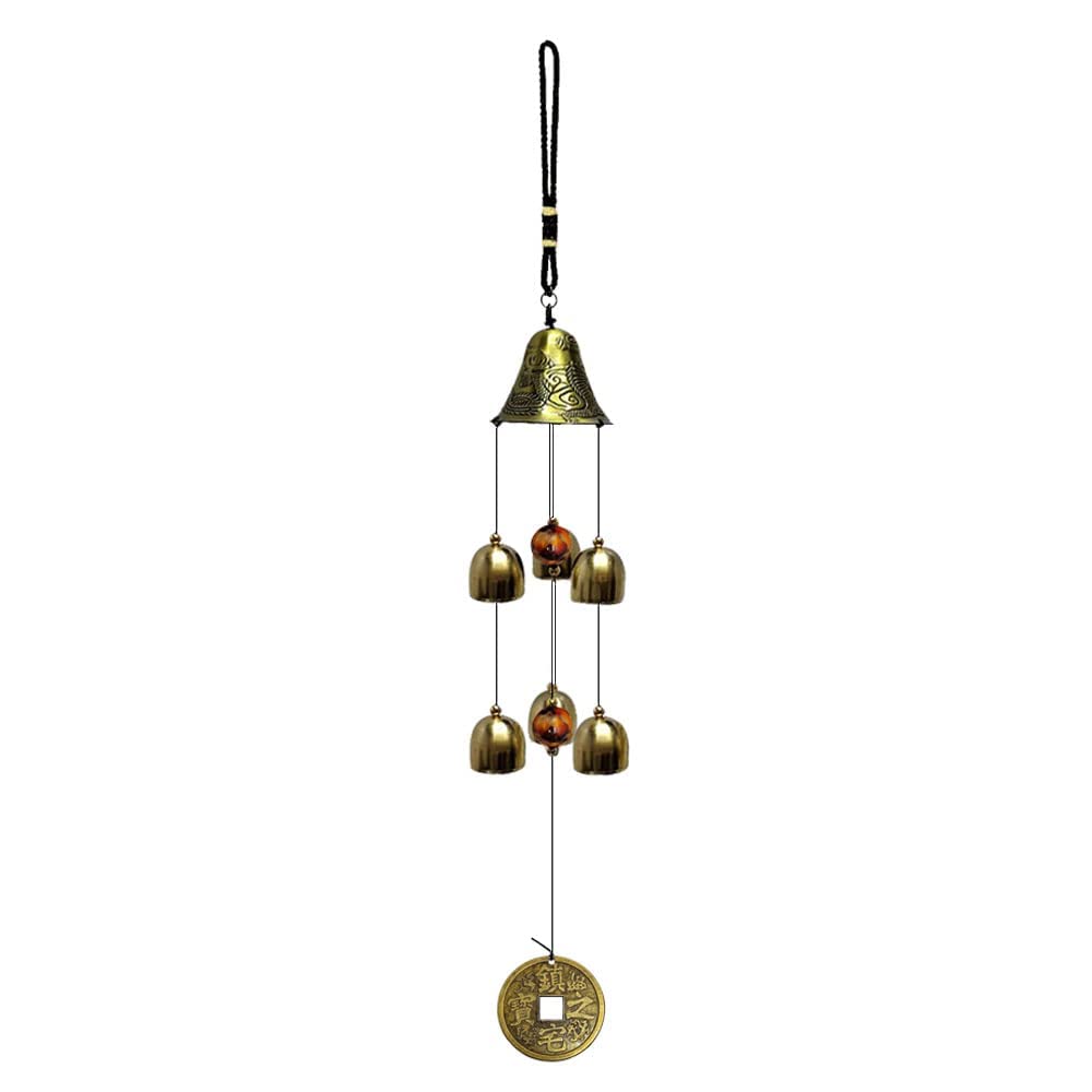 Metal Wind Chimes for Home Balcony Garden Positive Energy, Home Decor Hanging Long Brass Bells Gifts for Loved Ones 6 Bells