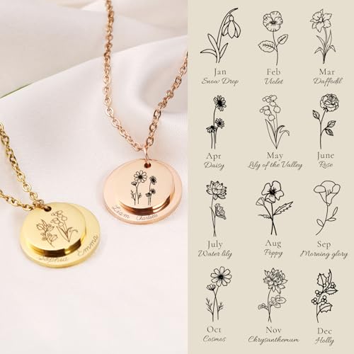 Engraved-Custom-Name-Necklaces-Birthday-Gifts-for-Mom-Personalized-Mama-Jewelry-Womens-Christmas-Gift-Mothers-Day-Gifts-for-Mom-Birth-flower-Necklace-with-Kids-Names