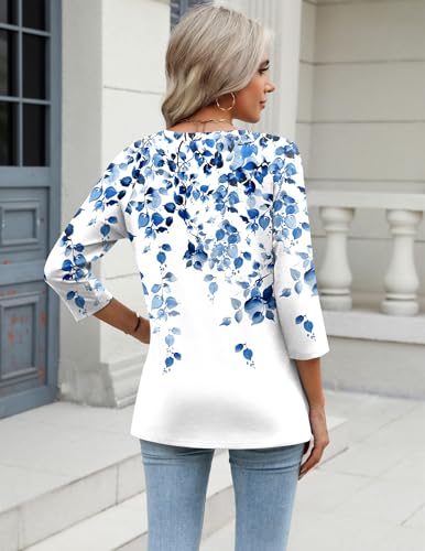 Image of Zeagoo 3 /4 Length Sleeve Womens Tops Casual V Neck Shirts Soft Basic Tees Business Work Blouses