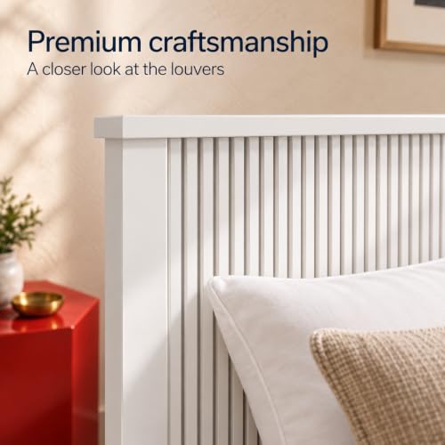 Image of Bniture Modern Low Height Single Size Bed Without Storage | Engineered Wood Platform Bed Headboard | Bed King Size Wooden Cot Double Bed for Bedroom 3 Year Warranty (Frosty White)
