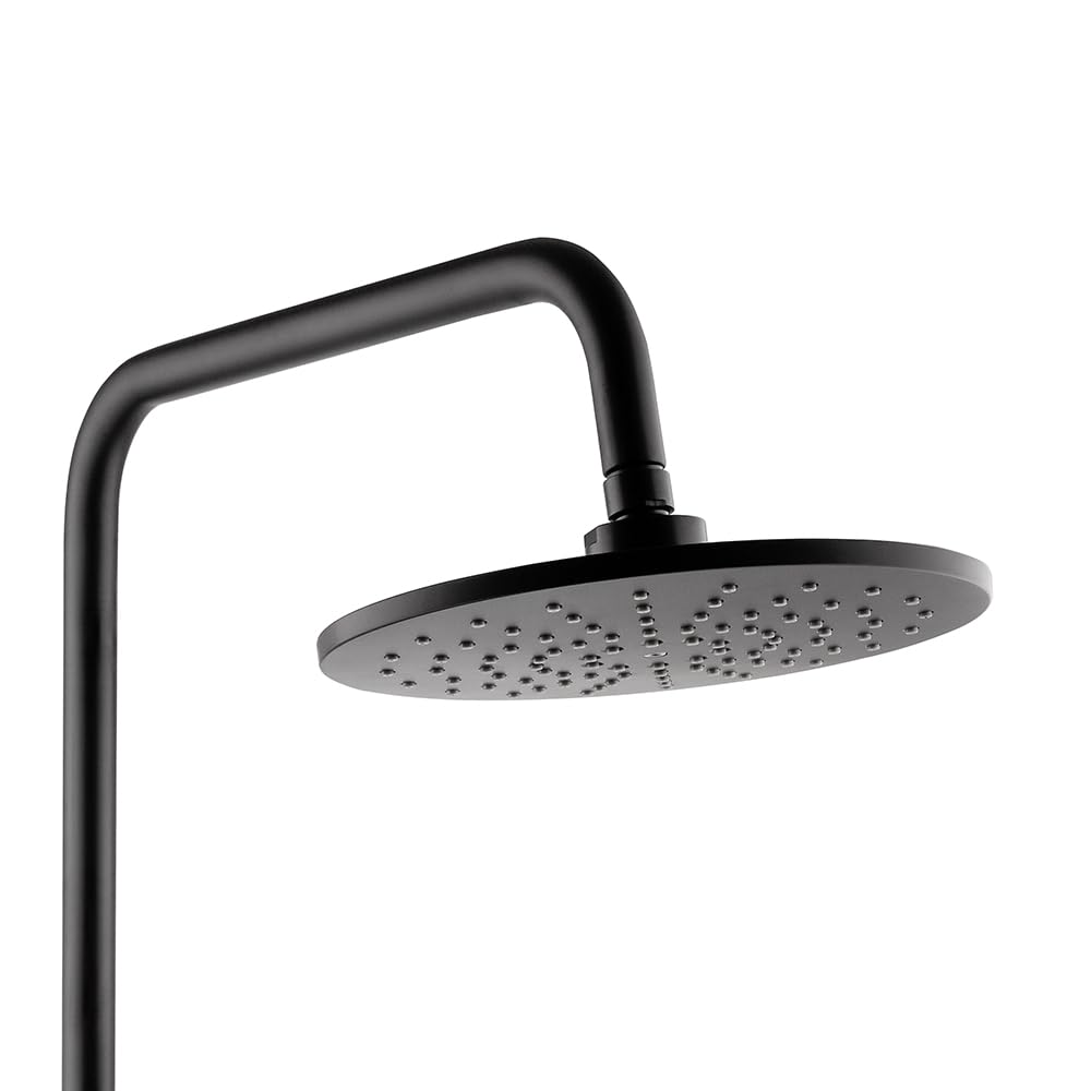 Colonna Doccia Regolabile H 115 Cm In Acciaio Inox Nero Opaco Completa Di Soffione, Doccetta Monogetto, Miscelatore Meccanico Con Deviatore A Due Vie E Flessibile 150 Cm