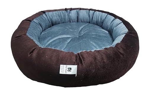 Image of Small Size Dog Bed for Small Size Dogs, Puppies, Kitten and cat Bed Velvet Fabric Dual Color Grey-Brown Anti Skid Bottom Washable Export Quality Pet Bed