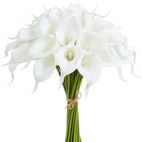 AWARDSEN 12Pcs White Calla Lily Artificial Flowers for Wedding Bouquet