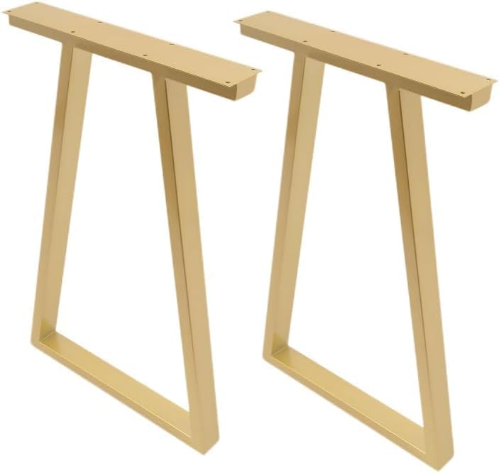Metal Gold Table Legs 28''Inch 2Pc Trapezoid Metal Table Legs Dining Table Legs Desk Legs Bench Legs for Homes Offices Hotels Bars Without Boards