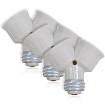 Maxxima Light Bulb Socket Splitter - 1-into-2 Converter, Ideal for LED, CFL, and Incandescent E26 and E27 Bulbs, Up to 660W, UL Listed for Garage, Closet, or Workshop Use - 3 Pack