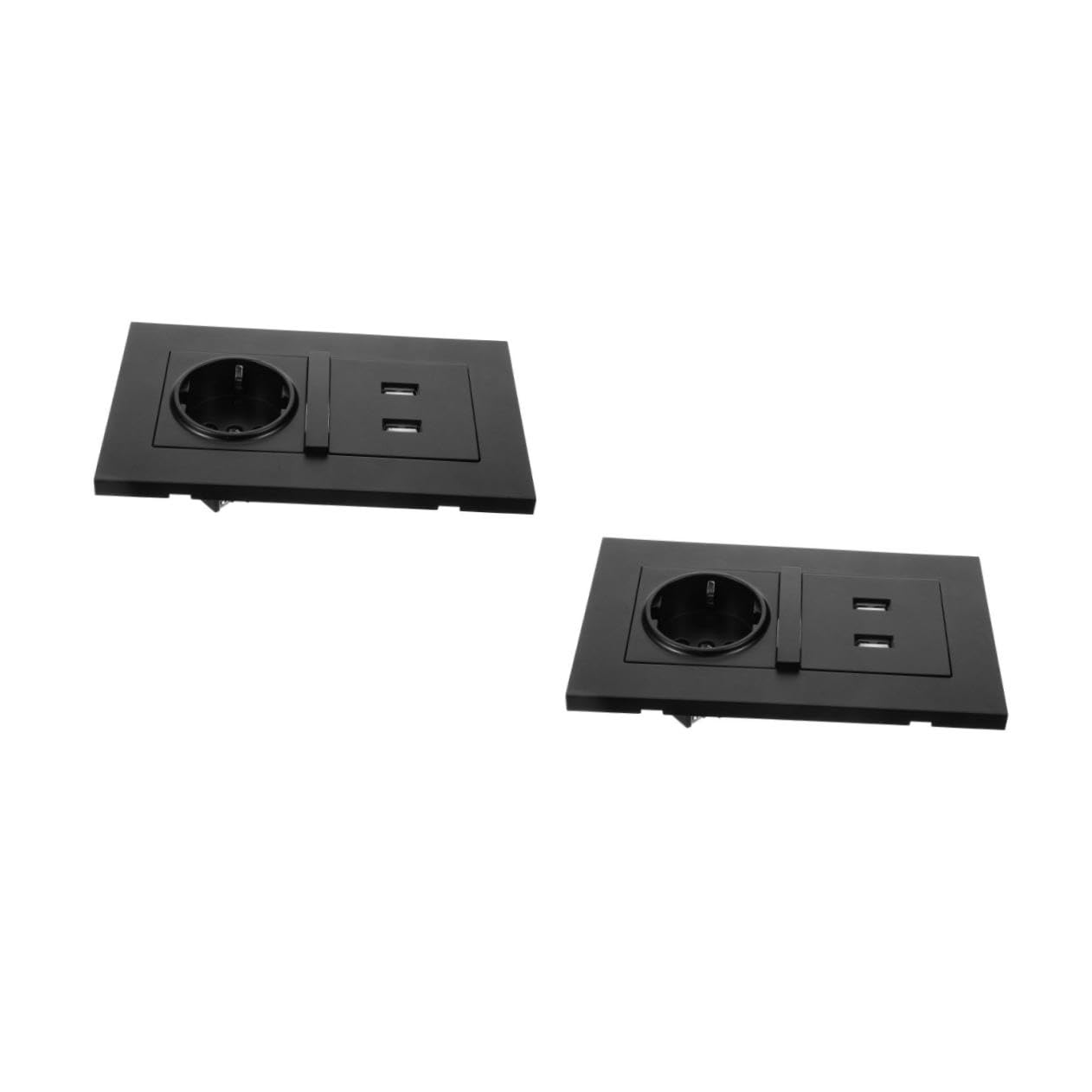 2 Piezas Enchufe de Pared Europeo Estándar Tipo con Doble USB Cargador Negro para Hogar Oficina Hotel