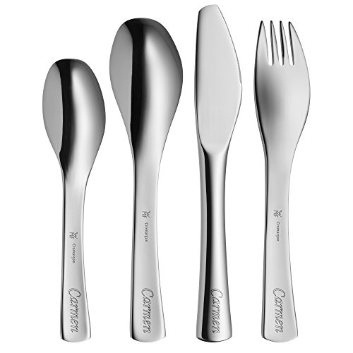 Foto von WMF Janosch Kinderbesteck Set 4-teilig, Kinderbesteck Edelstahl, Besteck Kinder ab 3 Jahre, Cromargan poliert, spülmaschinengeeignet