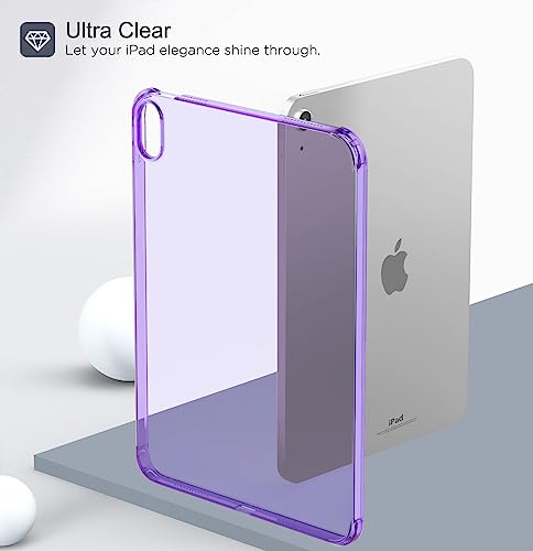 Image of MoKo Clear iPad 10th Generation Case, iPad 10 Case, Slim & Lightweight Soft TPU Anti-Scratch Back with Shockproof Impact Resistant Raised Edge for 10th Gen iPad Case 2022, Lilac Purple