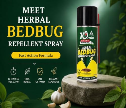 Image of Amish Herbal Bed Bug Spray 200 ml | Powerful Bed Bug Repellent Spray for Beds, Mattresses & Furniture | Organic Khatmal Repellent for Home | Odorless Herbal Pest Control