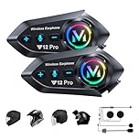 Wireless Motorcycle Intercom 2 Pack Helmet Bluetooth Headset with Mic IP56 Waterproof Motorbike Intercom Noise Cancelling Helmet Headphones Speakers Earphones Communication Device with Microphone