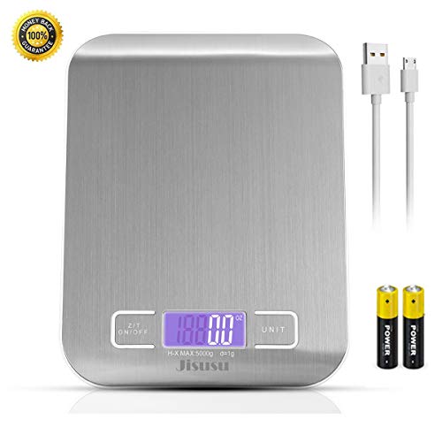 Digital Kitchen Scale Food Scale,USB kitchen Scale,Food Grade Balance Scale 0.04oz/1g Increment,11 lb/5