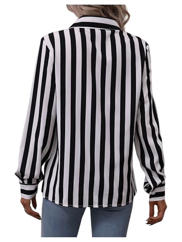 SweatyRocks Women's Long Sleeve Button Down Dressy Casual Collared Striped Blouse2