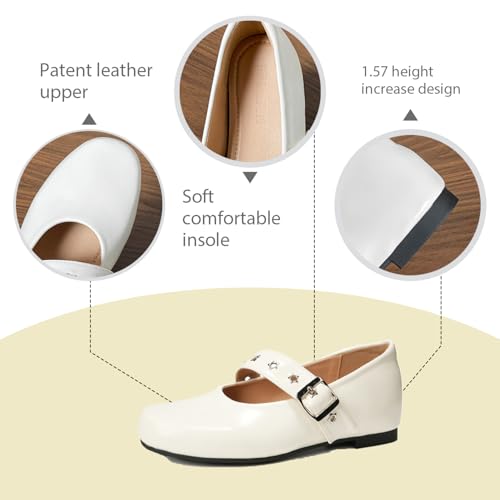 Women's Faux Leather Flat Mary Jane Shoes Fashion Square Toe Strap Soft Sole Non-Slip Ballet Shoes for Dating, Casual, Wedding4