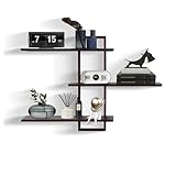 Diseño llamativo: nuestro estante de pared de 3 niveles transforma tu pared vacía con tres estantes de madera que se ajustan de forma flexible a la izquierda o a la derecha para adaptarse a tu estilo individual. Combina dos juegos para un diseño de pared atrevido y artístico: elige entre hasta 8 opciones de diseño para hacer que tu habitación sea fresca y personal.