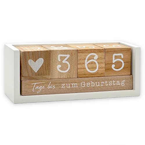 Countdown Kalender Würfel aus Holz mit Themenleiste Dauer-Jahres-Tisch-Kalender, Holzwürfel Countdown für Hochzeiten Geburtstage Prüfungen Weihnachten (Weiß/Natur) Cover