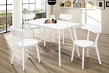 Homely | Conjunto de Comedor Cody con Mesa Rectangular 120x75 cm. y 4 Sillas, | Madera lacada Blanco | Estilo Nórdico-Escandinavo | Madera Maciza y MDF | Pack de Mesa y sillas Informal y económico
