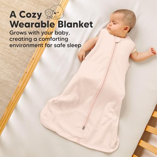 Image of 2-Pack Baby Sleep Sacks, Zipper Wearable Blanket - 100% Organic Cotton 0.5TOG, Soft Lightweight Toddler Sleeping Sack 6-12 months, Easy to Wear Newborn Swaddles Sleepsack (Mist Rose, M)