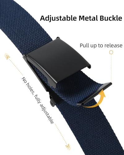 Image of Mile High Life Cut To Fit Canvas Web Belt Size Up to 52 inch with Flip-Top Solid Black Military Buckle