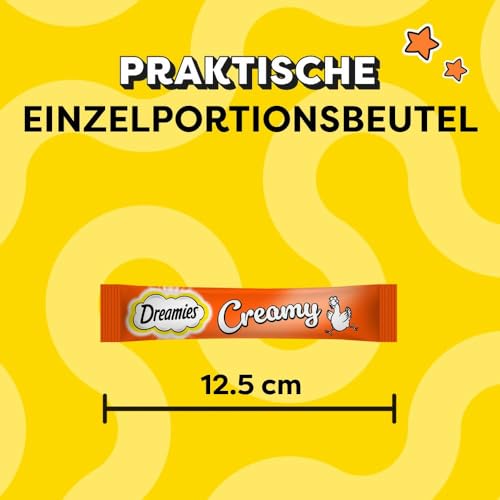 Dreamies Katzenleckerlis Creamy Snacks mit Huhn – köstlich cremiger Geschmack – 44 Portionsbeutel (11 x 4 x 10g)