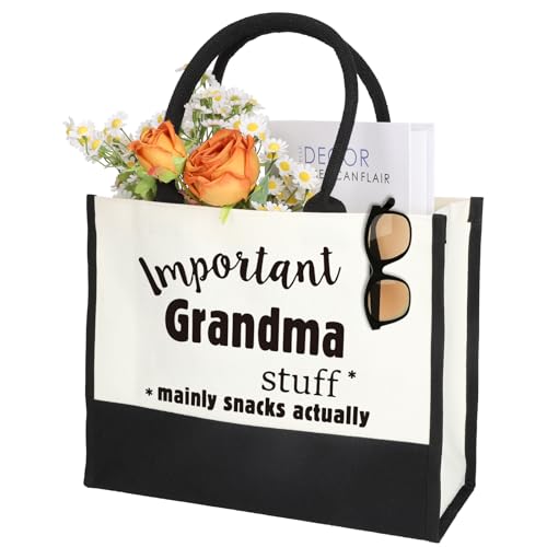 CMCGIFTREE Regalos para abuela, regalos de cumpleaños, regalos del día de la madre, regalos divertidos, bolsa de lona reutilizable para abuela, cosas importantes para la abuela, principalmente