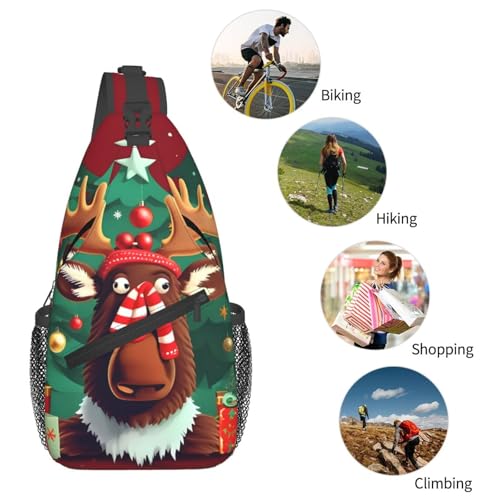 Mochila cruzada deportiva negra para senderismo unisex miniatura 6
