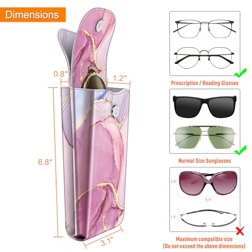 Image of FINTIE Double Glasses Case with Carabiner Hook, Portable Vegan Leather Eyeglass Case Anti-scratch Sunglasses Pouch