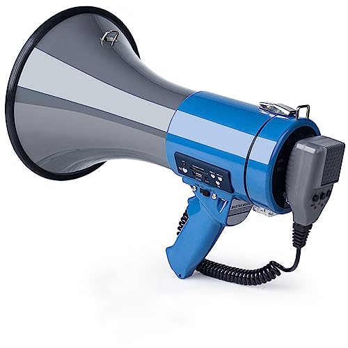 メガホン 50 ワット拡声器スピーカー ポータブル プロフェッショナル大型メガホン サイレンと 240 秒録音付き 屋内/屋外スポーツマイク用