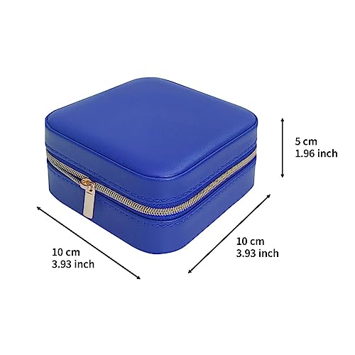 Image of TRODANCE Jewelry Travel Case with Mirror,Small Travel Jewelry Organizer, Portable Jewelry Box Travel Mini Organizer Portable Display Storage Box For Rings Earrings Necklaces (NavyBlue)