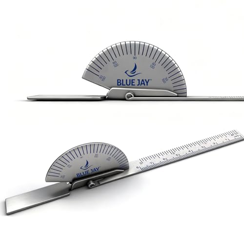 Blue Jay Stainless Steel Finger Goniometer Protractor, Joint Range of Motion Measure Tool for Occupational Therapy, Metal Orthopedic Device with 30 to 150 Degree Scales