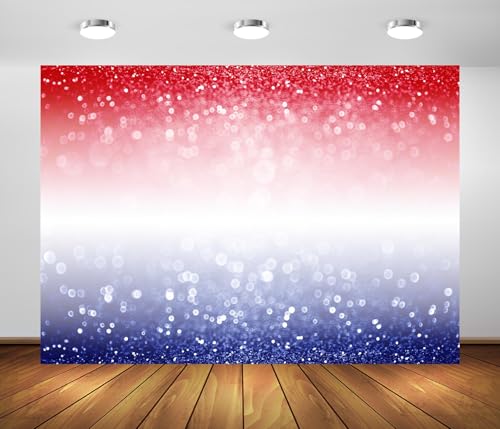 Loccor 7x5ft Fabric Glitter USA Flag Backdrop USA Flag Patriotic Red White and Blue Glitter Sparkle Background for 4th of July Memorial Day Veterans Day Patriotic Party Decorations Photo Props
