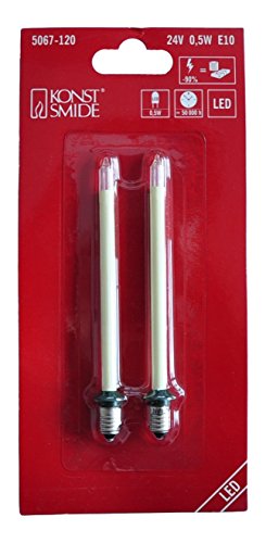 Preisvergleich Produktbild Konstsmide LED Birne, Schaftkerze, 2er-Blister, 2 warm weiße Dioden, 24V, 0.5W, E10 Schraubgewinde - 5067-120