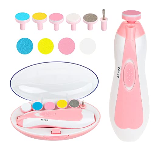 Image of Baby Nail Trimmer Electric, Safe Baby Nail File with Light and 6 Grinding Pads for Newborn Toddler Toes and Fingernails,Baby Nail Trimmer Infant Nail File Electric (Pink)