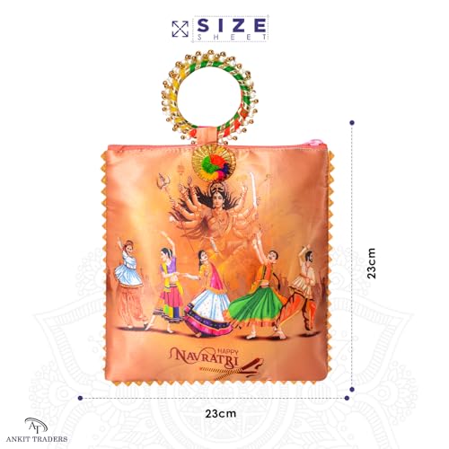 Image of Women Potli Bags Pack of 3 | with Zip & Bangle Handle | Traditional Shagun Return Gifts for Navratri, Bhajan, Kanjak, Garba