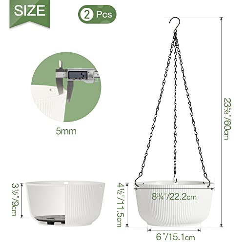 T4U 8 Inch Hanging Planters Basket, Indoor Hanging Pots for Plants Plant Containers with Drainage Hole - Image 4