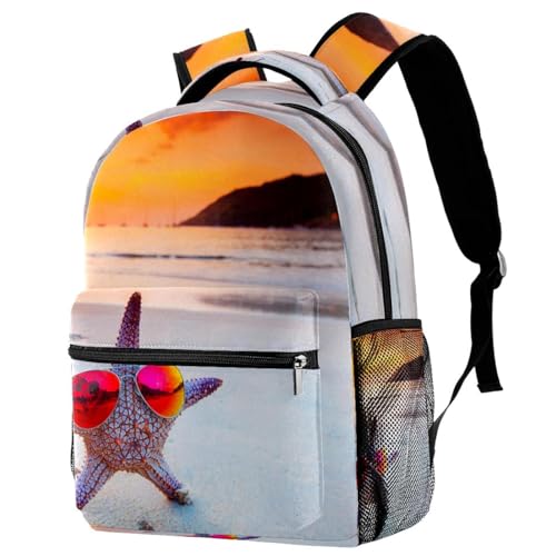 Sac à dos multicolore coucher de soleil et étoile de mer original