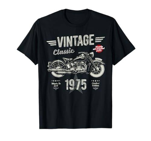 Vintage Classic Born 1975 50th Birthday Retro Moto T-Shirt