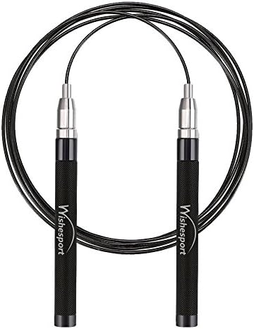 Wishesport Speed Jump Rope,Skipping Rope for Men Women Kids, Portable Adjustable Self-Locking Jumping Rope(Anti-Slip Aluminum Handles, 10ft Ropes for Cardio, Fitness, Workout, Double Unders