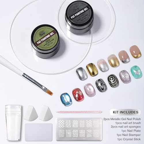 Set Gel Esmalte Metálico 2 Piezas Plata y Oro miniatura 7