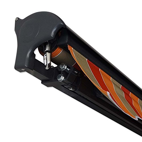 Jawoll Kassetten-Markise 5 x 3 m braun-Terracotta (Profilfarbe: Anthrazit) Sonnenschutz Alu Markise Schattenspender Sonnensegel Hülsenmarkise Gelenkarm-Markise